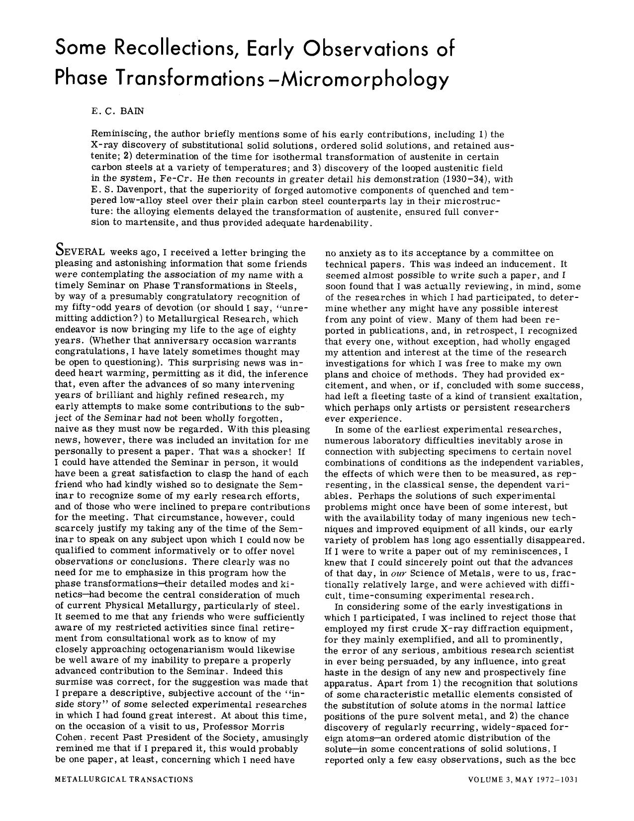 Some recollections, early observations of phase transformations-micromorphology by Unknown