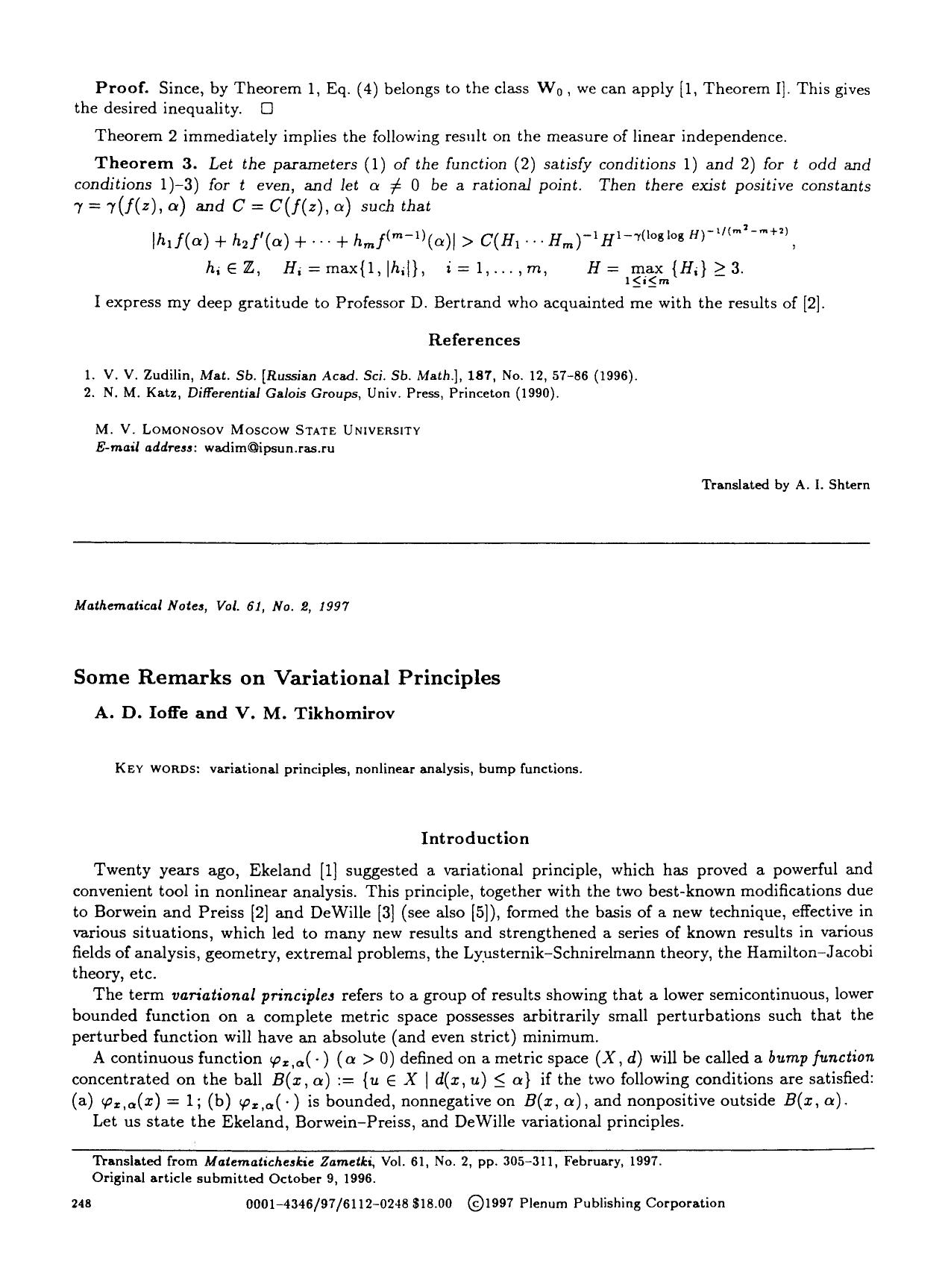 Some remarks on variational principles by Unknown