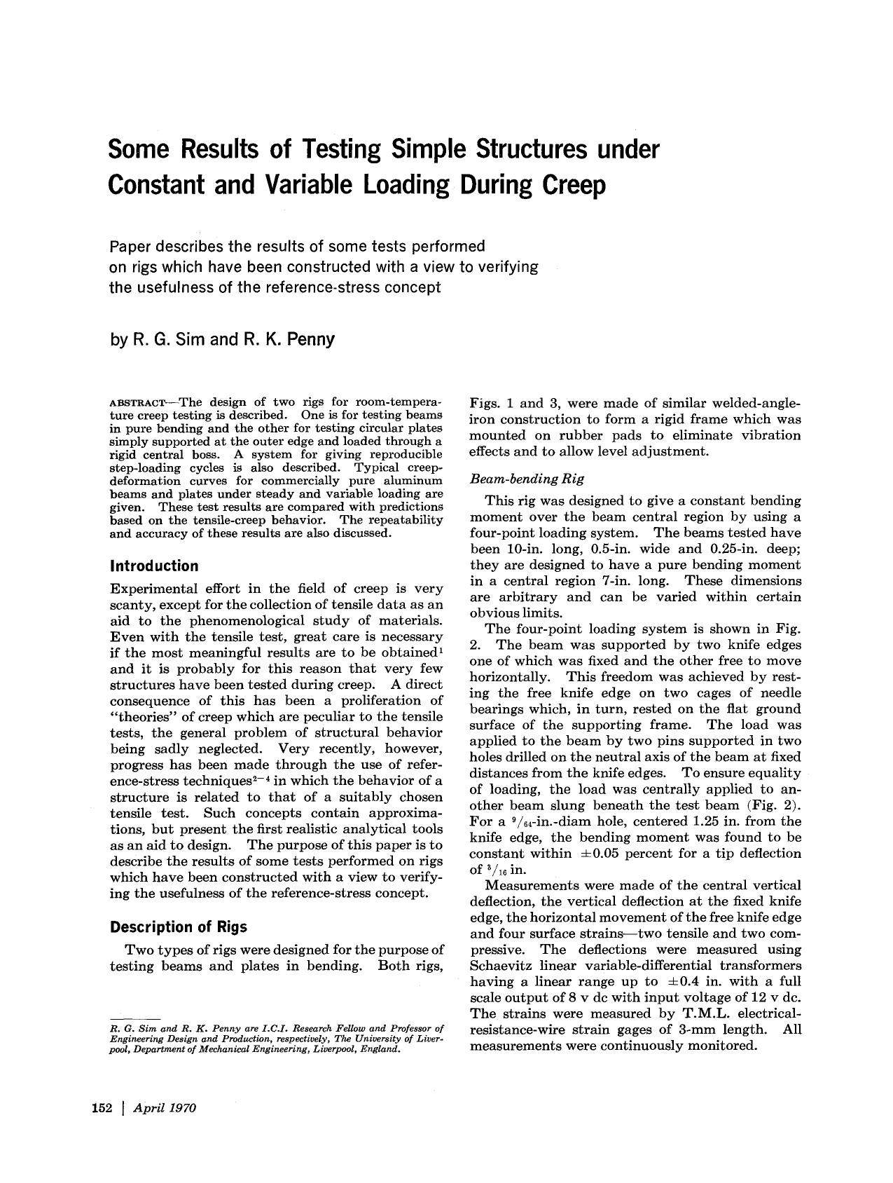Some results of testing simple structures under constant and variable loading during creep by Unknown