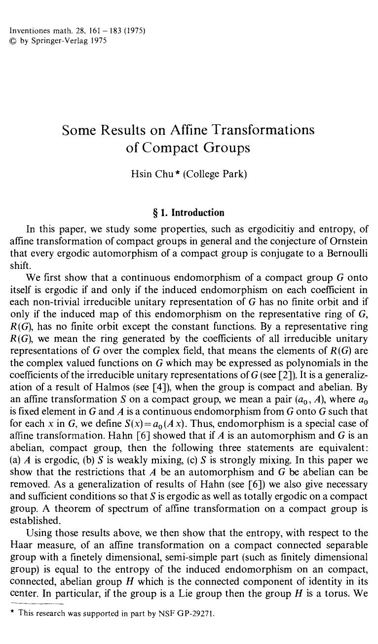 Some results on affine transformations of compact groups by Unknown