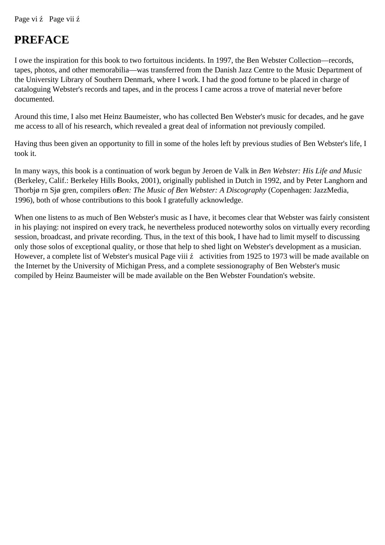 Someone to Watch Over Me: The Life and Music of Ben Webster by coll