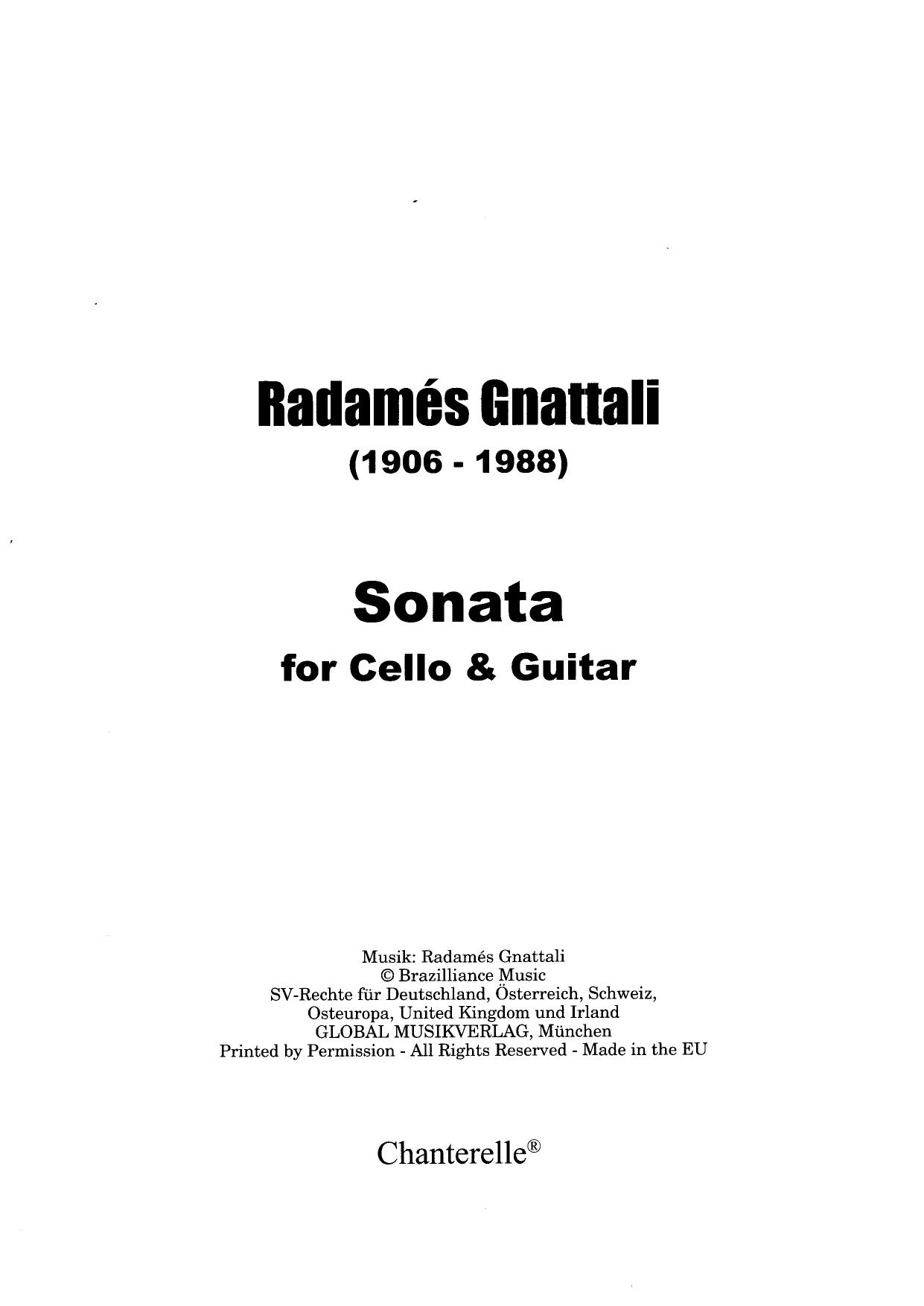 Sonata for Cello and Guitar, ch + vc by Unknown