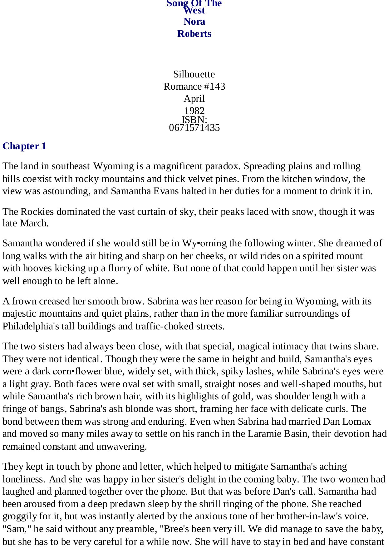 Song Of The West by Nora Roberts by Unknown