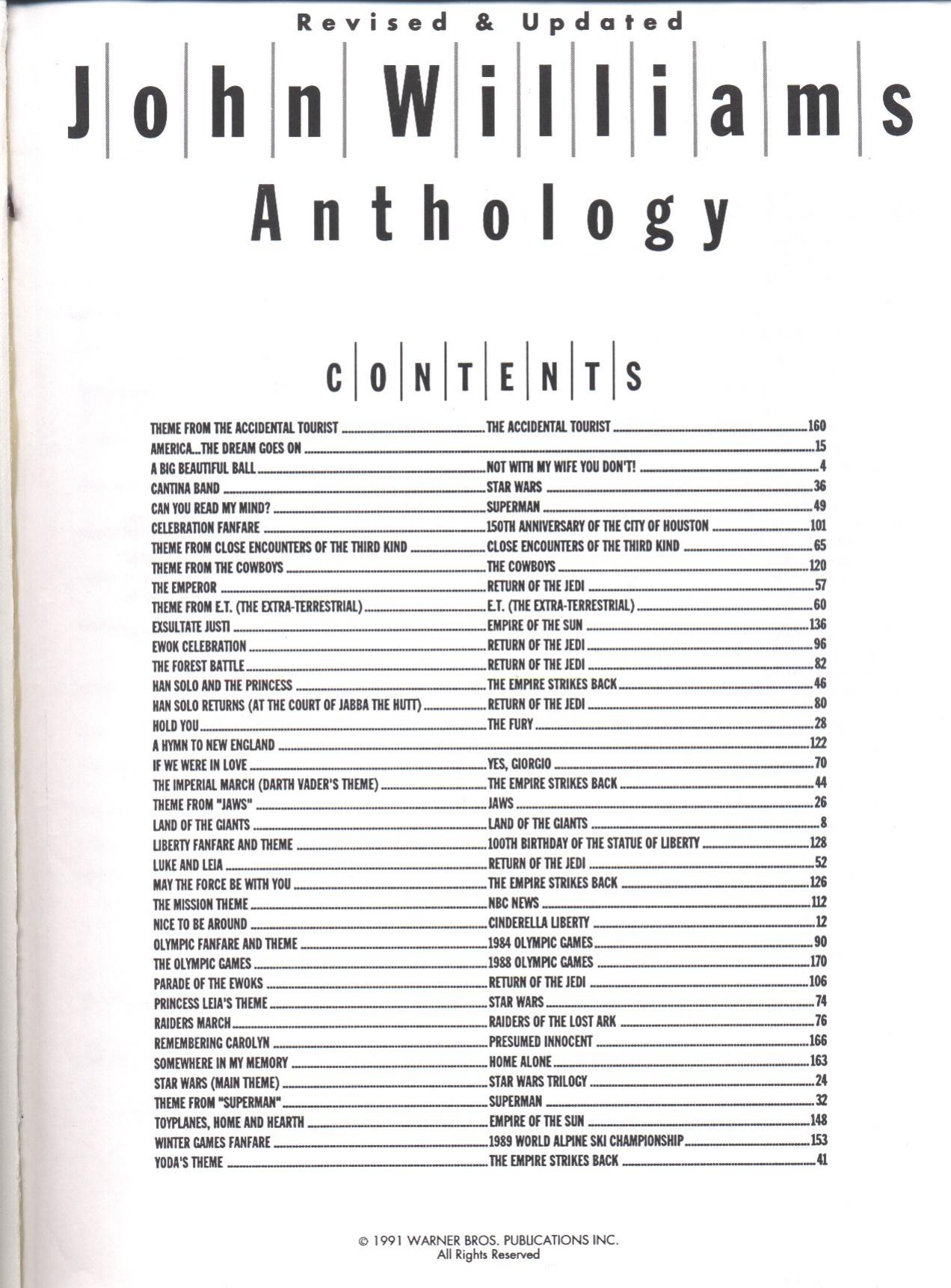 Songbook - John Williams by Anthology