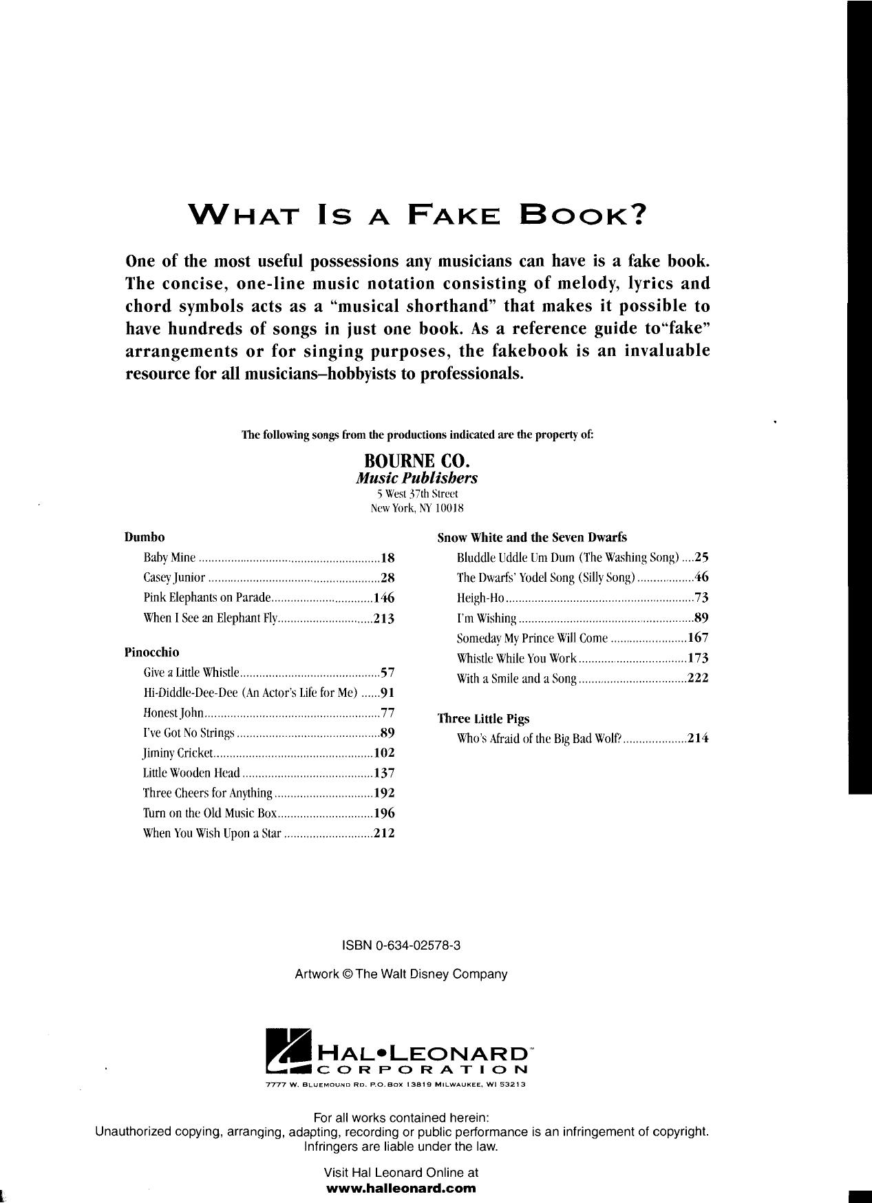 Songbook by Disney fake Book