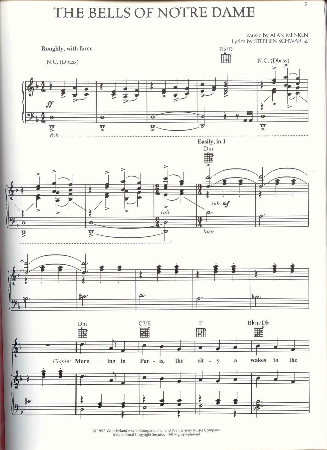 Songbook by Disneys the hunchback of Notre Dame songbook