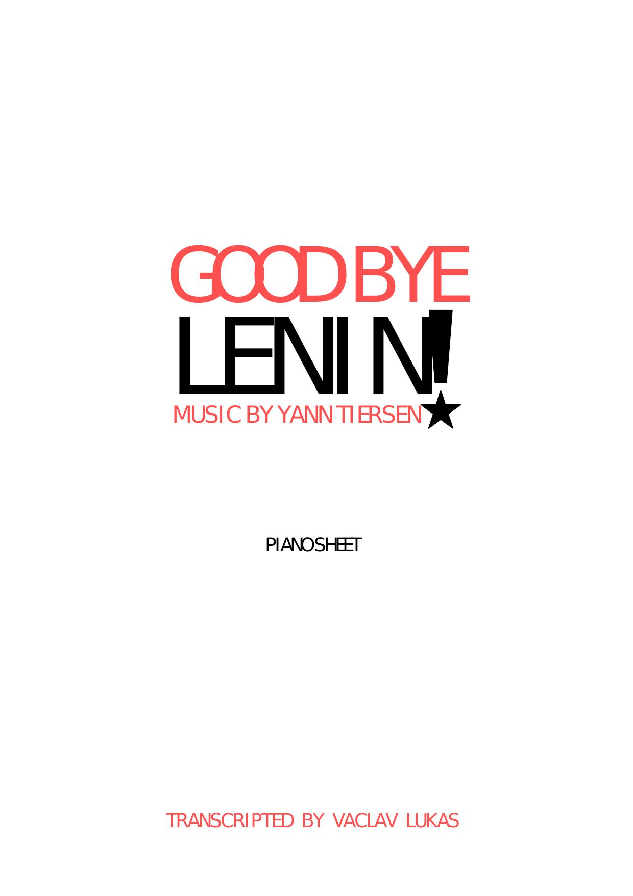 Songbook by Goodbye Lenin Piano Songbook
