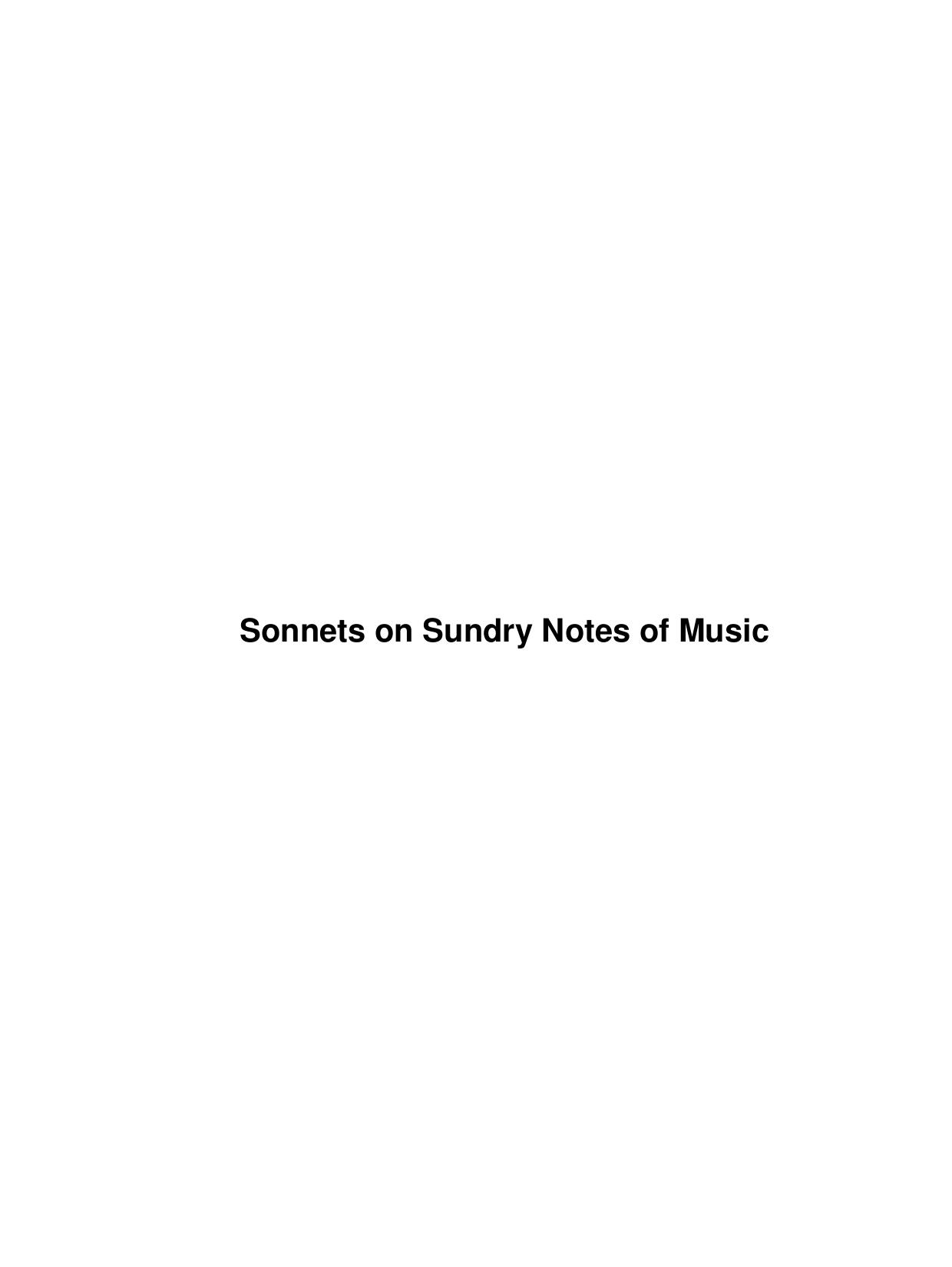 Sonnets on Sundry Notes of Music by Unknown