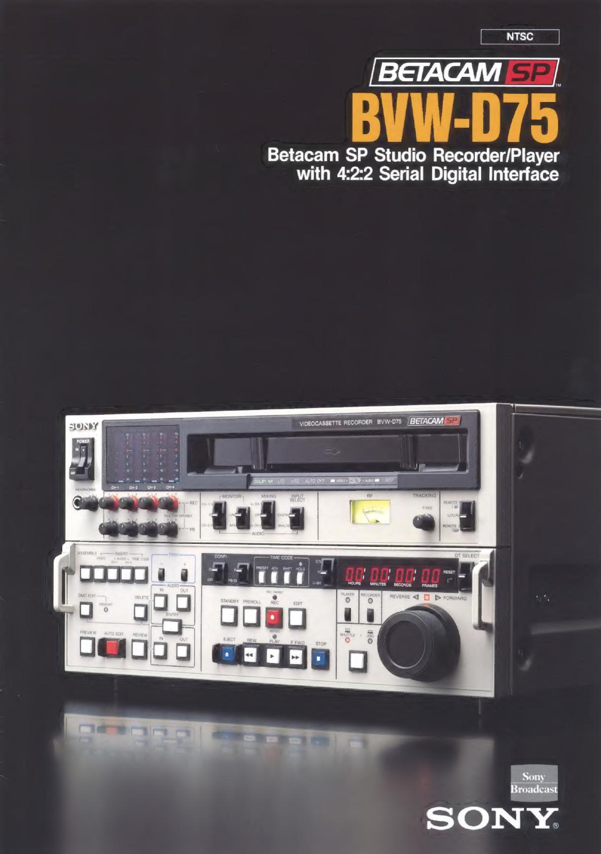 Sony BVW D 75 Betacam SP Studio Recorder Player With 422 Serial Digital Interface by Sony