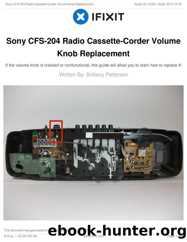 Sony CFS-204 Radio Cassette-Corder Volume Knob Replacement by Unknown