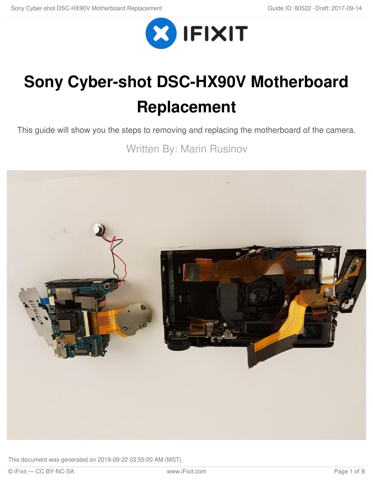 Sony Cyber-shot DSC-HX90V Motherboard Replacement by Unknown