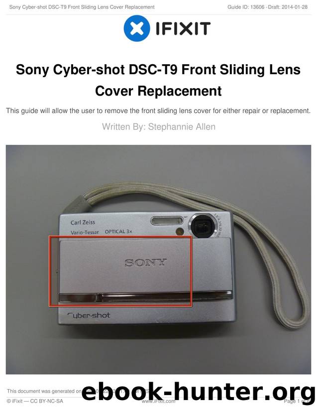 Sony Cyber-shot DSC-T9 Front Sliding Lens Cover Replacement by Unknown