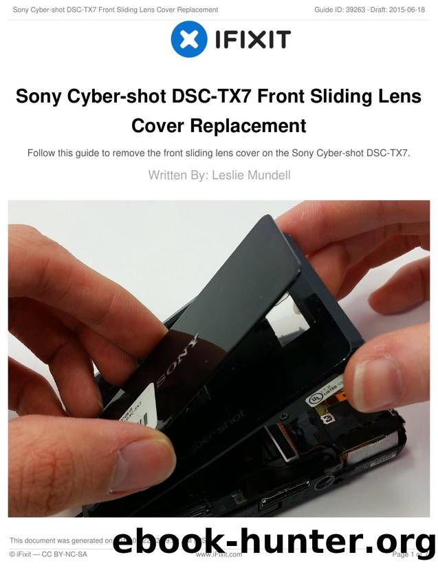 Sony Cyber-shot DSC-TX7 Front Sliding Lens Cover Replacement by Unknown