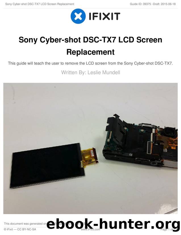 Sony Cyber-shot DSC-TX7 LCD Screen Replacement by Unknown