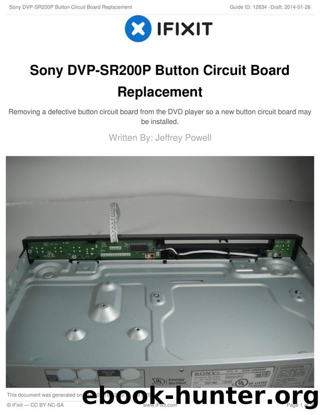 Sony DVP-SR200P Button Circuit Board Replacement by Unknown