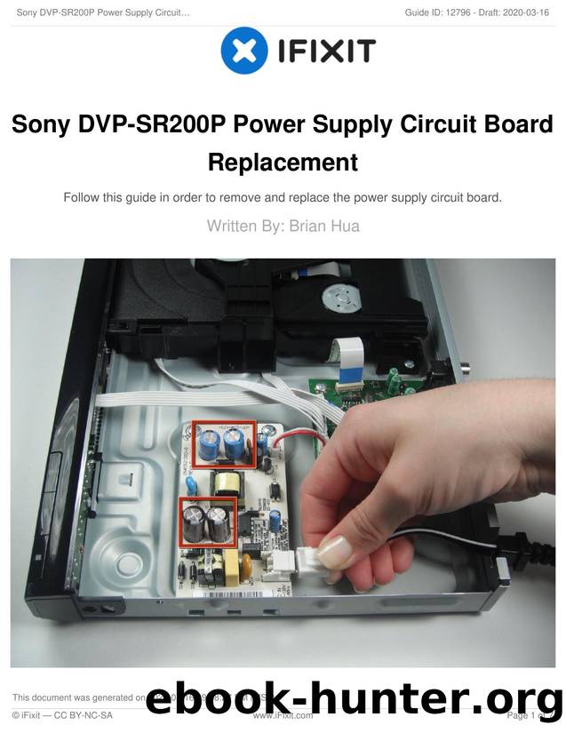 Sony DVP-SR200P Power Supply Circuit Board Replacement by Unknown