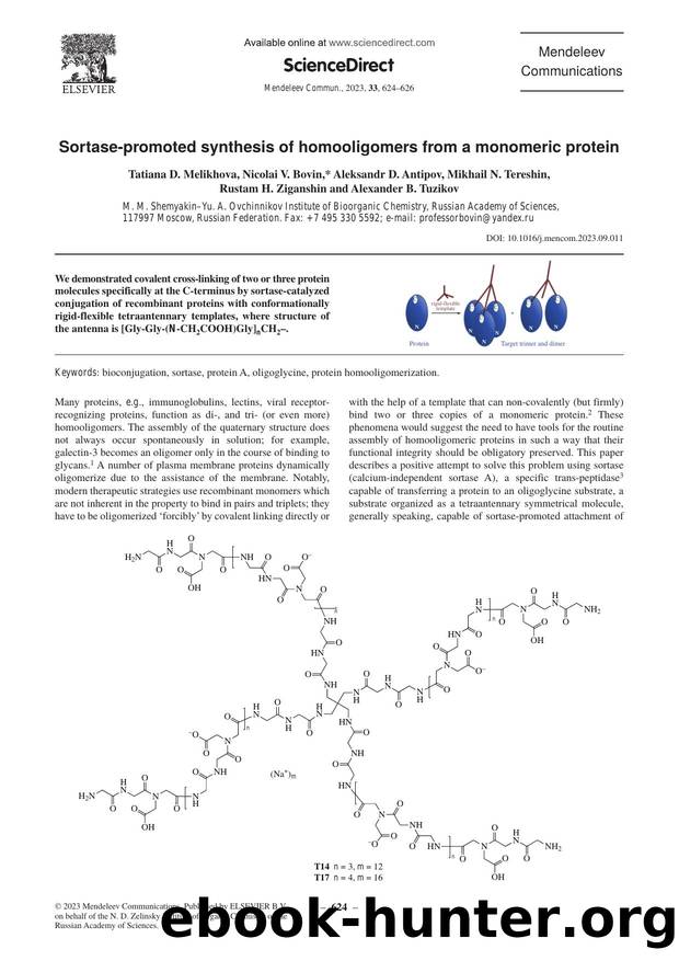 Sortase-promoted synthesis of homooligomers from a monomeric protein by Tatiana D. Melikhova