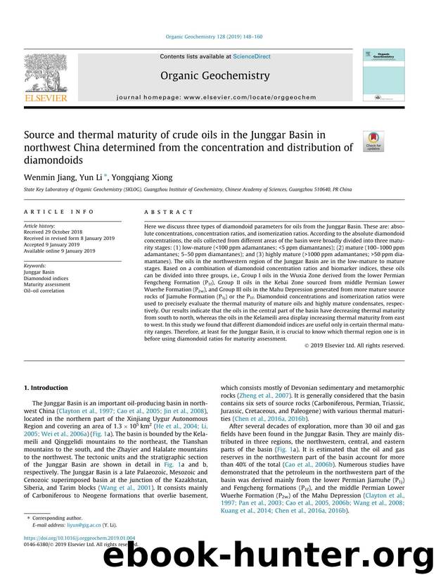 Source and thermal maturity of crude oils in the Junggar Basin in northwest China determined from the concentration and distribution of diamondoids by Wenmin Jiang & Yun Li & Yongqiang Xiong