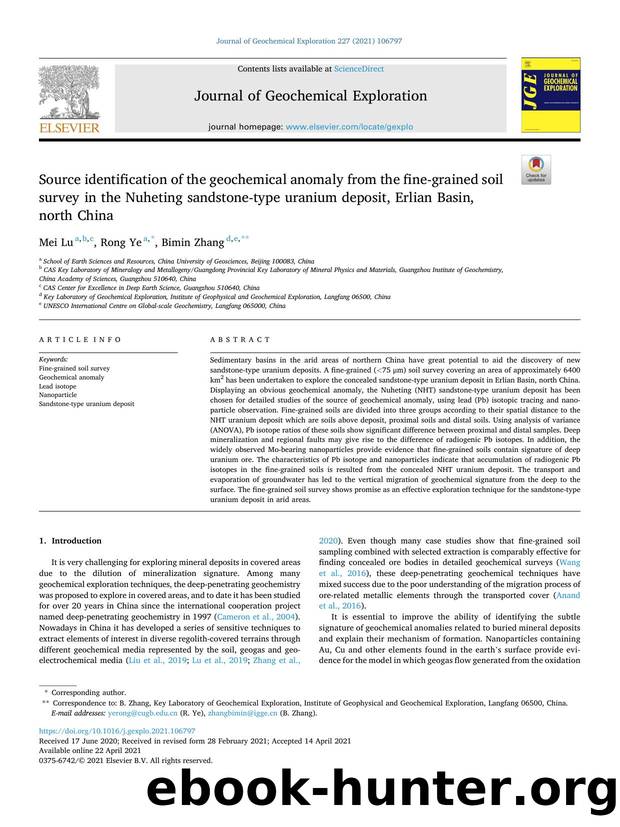 Source identification of the geochemical anomaly from the fine-grained soil survey in the Nuheting sandstone-type uranium deposit, Erlian Basin, north China by Mei Lu & Rong Ye & Bimin Zhang