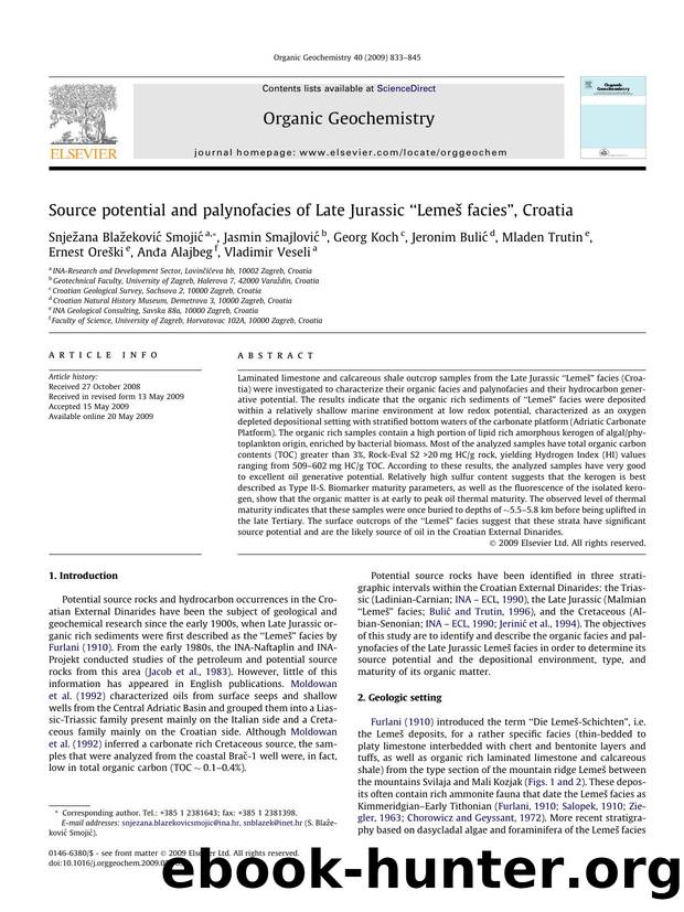 Source potential and palynofacies of Late Jurassic âLemeÅ¡ faciesâ, Croatia by unknow