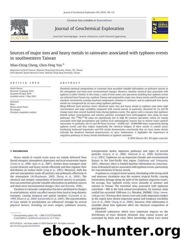 Sources of major ions and heavy metals in rainwater associated with typhoon events in southwestern Taiwan by Miao-Ching Cheng & Chen-Feng You
