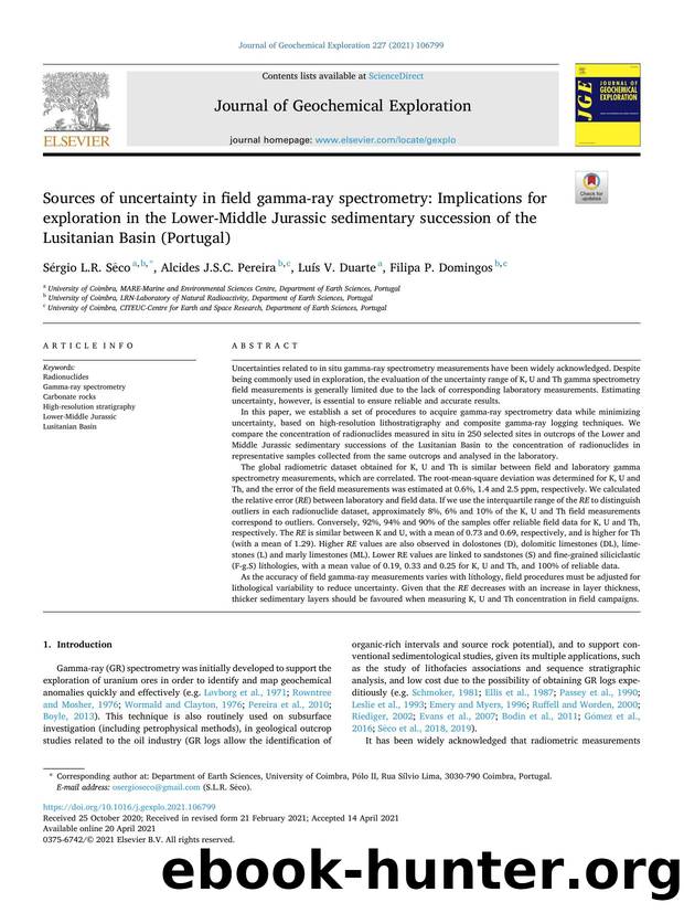 Sources of uncertainty in field gamma-ray spectrometry: Implications for exploration in the Lower-Middle Jurassic sedimentary succession of the Lusitanian Basin (Portugal) by Sérgio L.R. Sêco & Alcides J.S.C. Pereira & Luís V. Duarte & Filipa P. Domingos