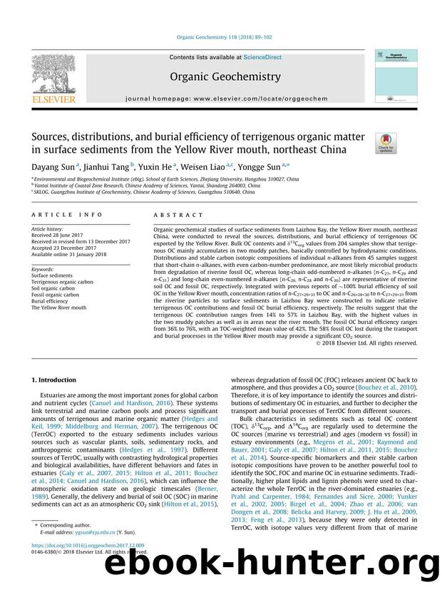 Sources, distributions, and burial efficiency of terrigenous organic matter in surface sediments from the Yellow River mouth, northeast China by Dayang Sun & Jianhui Tang & Yuxin He & Weisen Liao & Yongge Sun