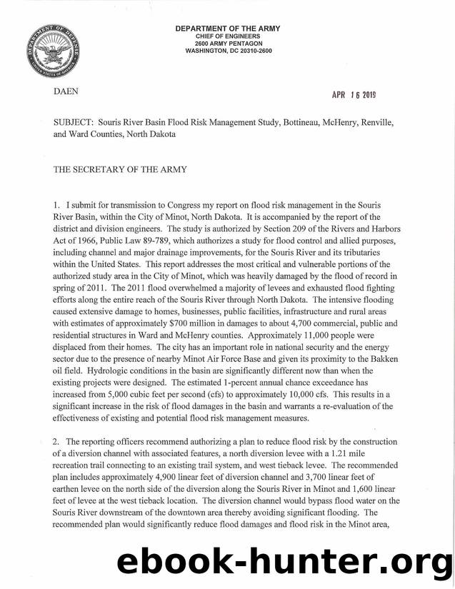 Souris River Basin flood risk management study, Bottineau, McHenry, Renville, and Ward Counties, North Dakota by Department of the Army