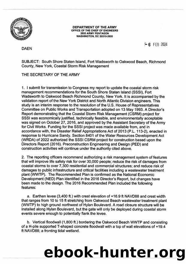 South Shore Staten Island, Fort Wadsworth to Oakwood Beach, Richmond County, New York, Coastal Storm Risk Management by USACE New York District