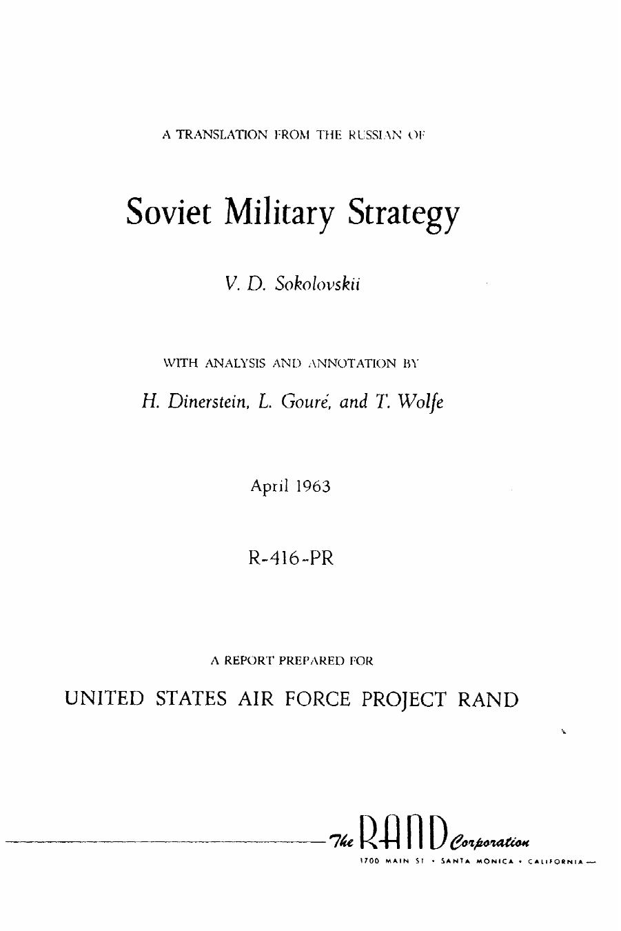 Soviet military strategy by Vasilii Danilovich Sokolovskii
