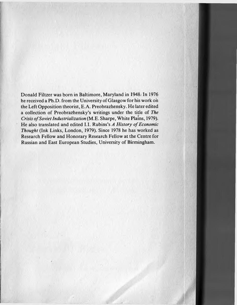 Soviet workers and Stalinist industrialization by Donald Filtzer