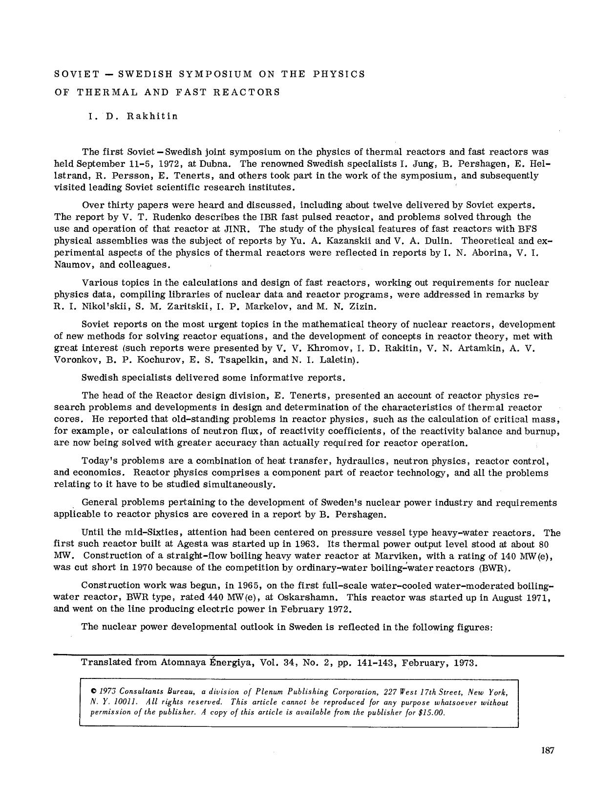 Soviet-Swedish symposium on the physics of thermal and fast reactors by Unknown