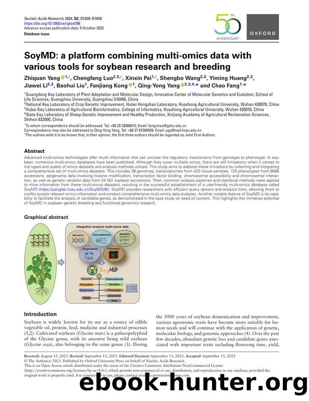 SoyMD: a platform combining multi-omics data with various tools for soybean research and breeding by unknow