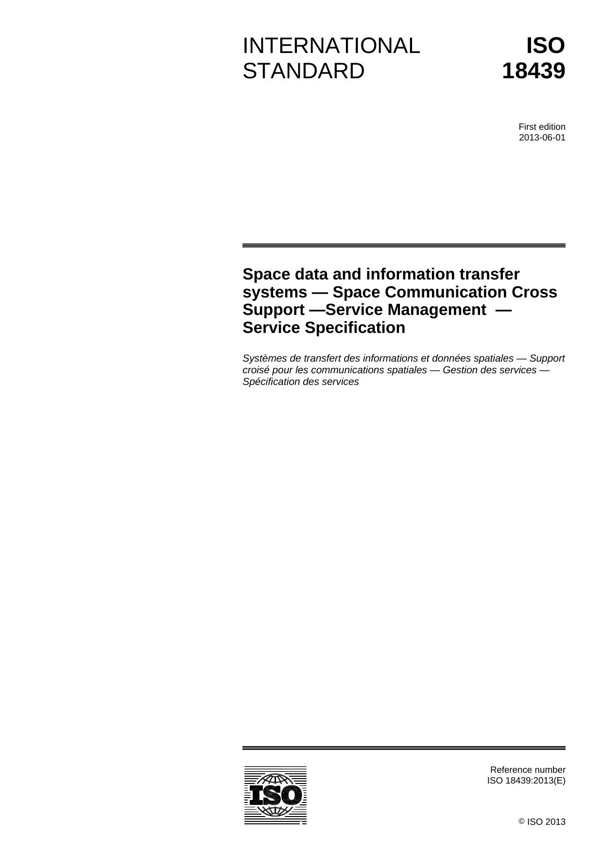 Space Communication Cross SupportâService ManagementâService Specification by CCSDS