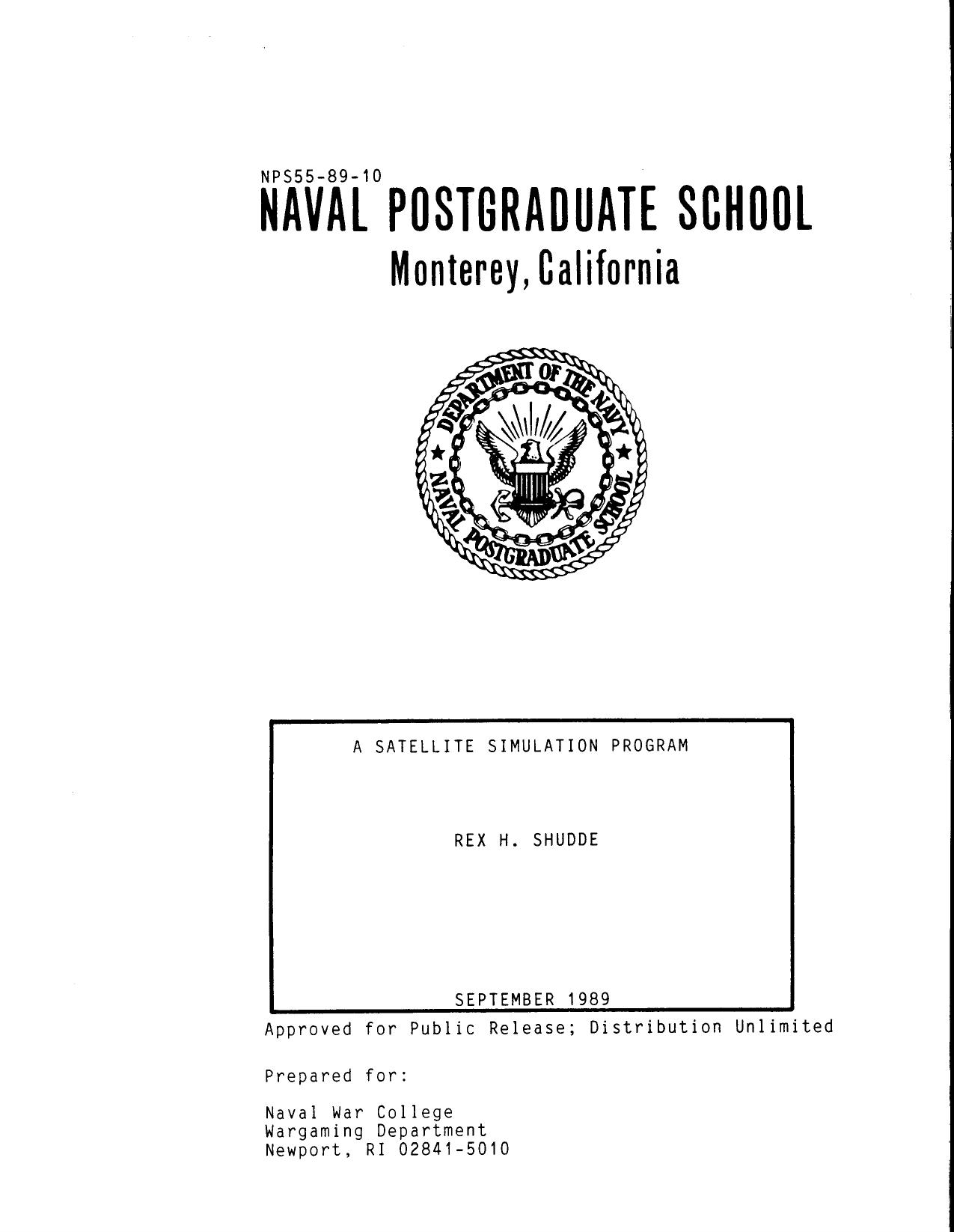 Space Satellite Simulation Program - US Navy Postgrad School by R. Shudde