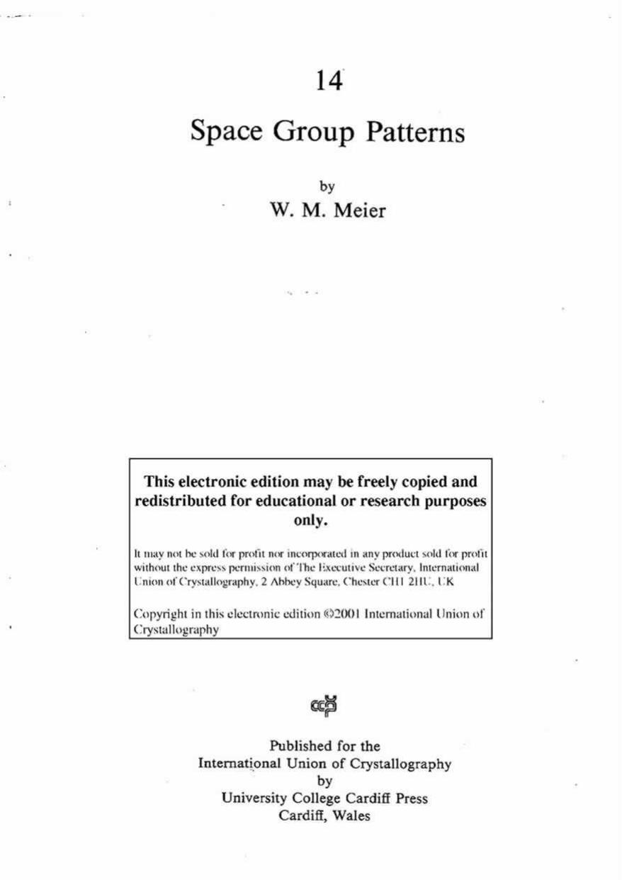 Space group patterns by W M Meier; International Union of Crystallography
