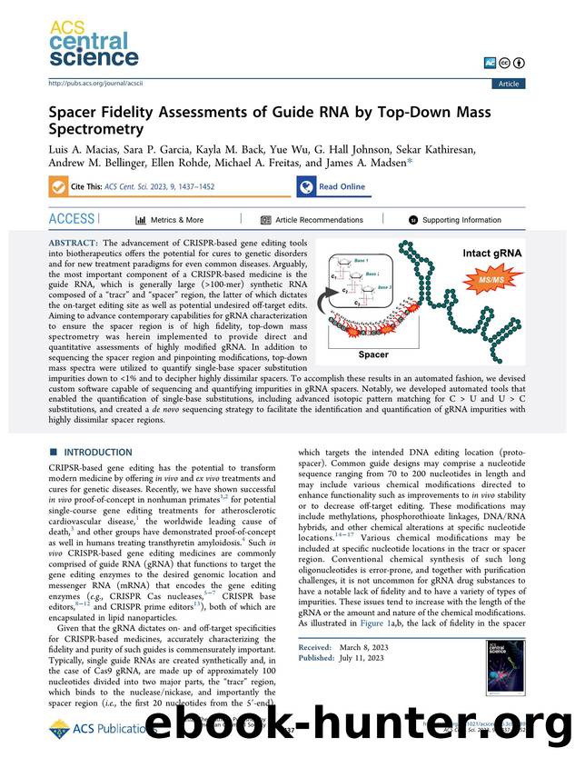 Spacer Fidelity Assessments of Guide RNA by Top-Down Mass Spectrometry by unknow