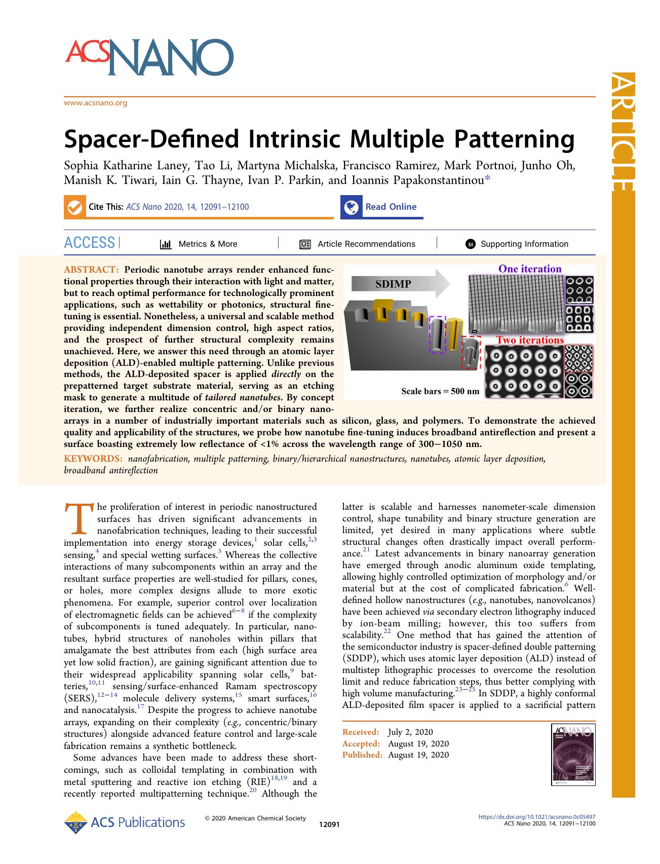 Spacer-Defined Intrinsic Multiple Patterning by unknow