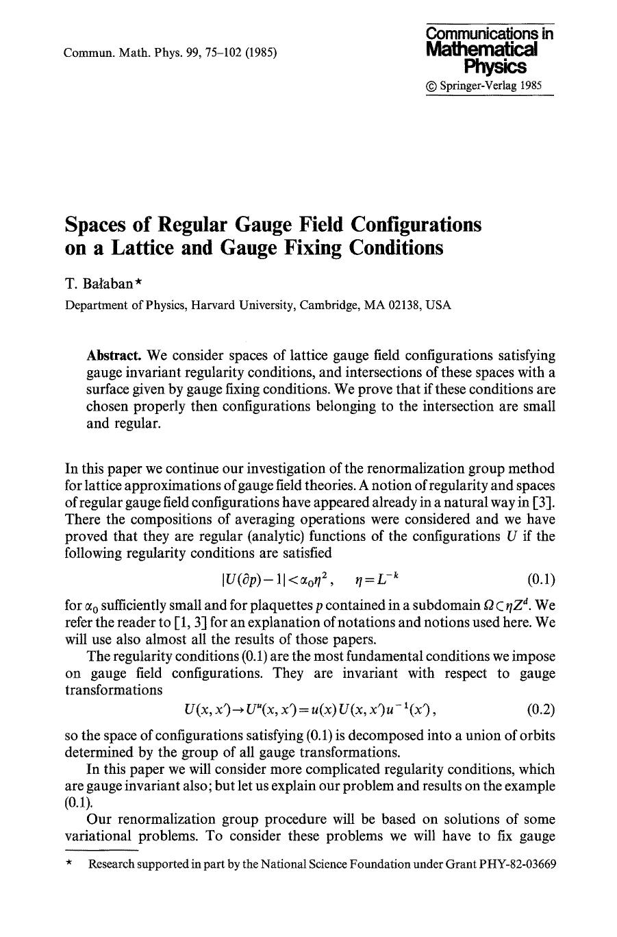 Spaces of regular gauge field configurations on a lattice and gauge fixing conditions by Unknown