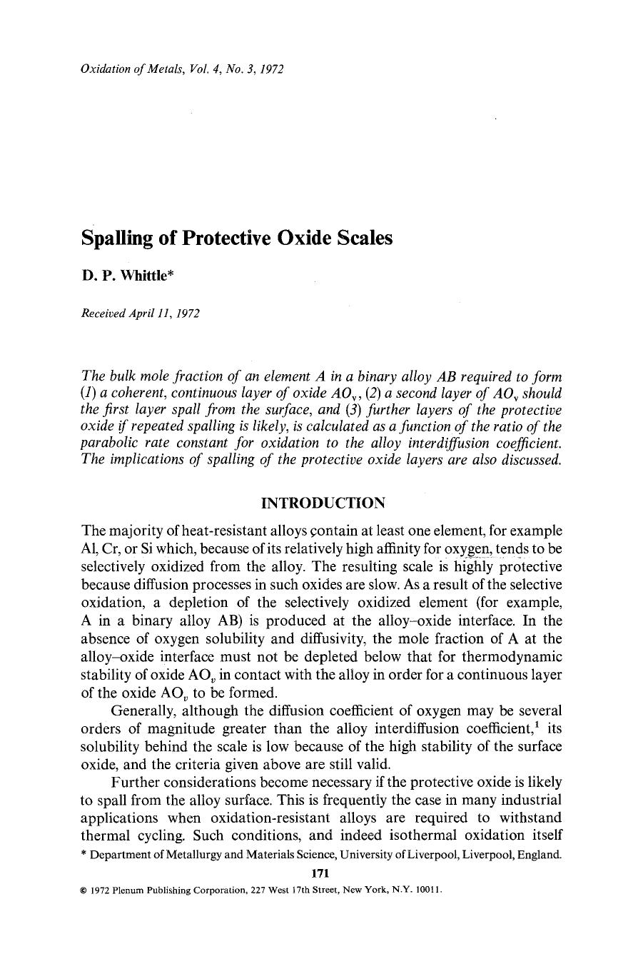 Spalling of protective oxide scales by Unknown