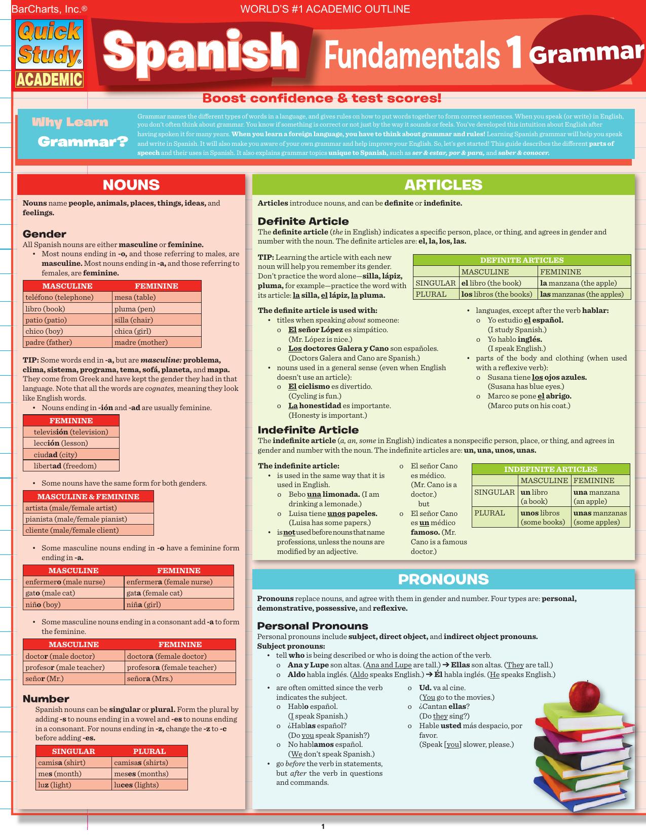 Spanish Fundamentals 1 by Inc. BarCharts