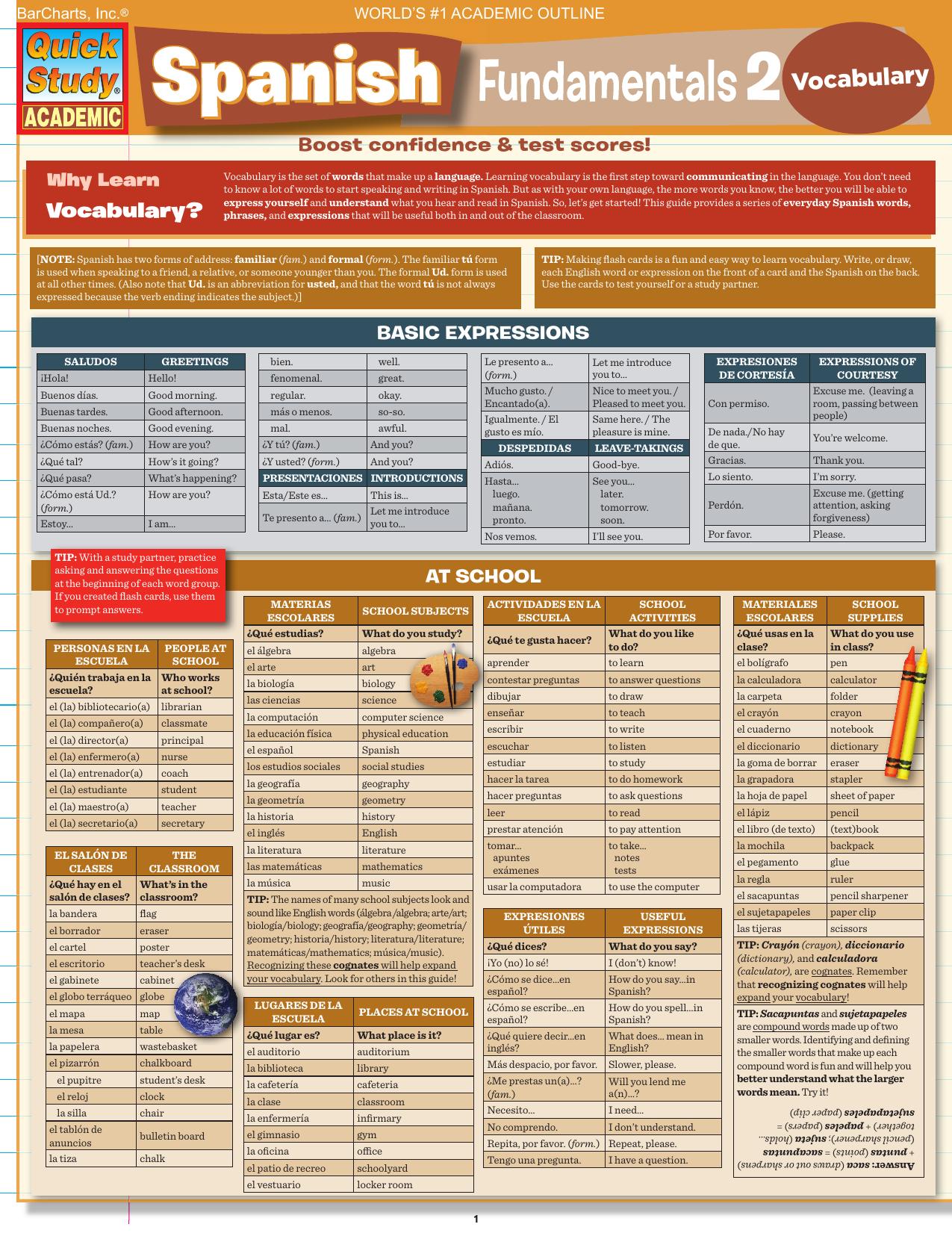 Spanish Fundamentals 2 by Inc. BarCharts