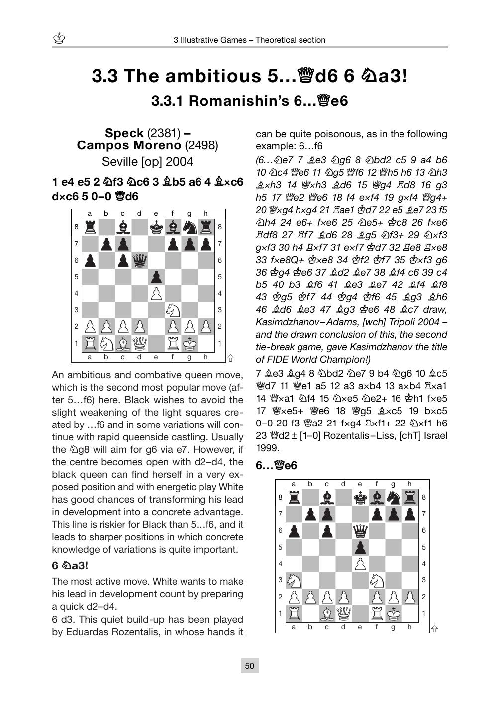 Spanish by Exchange Variation 5.0-0 Qd6 6.Na3!