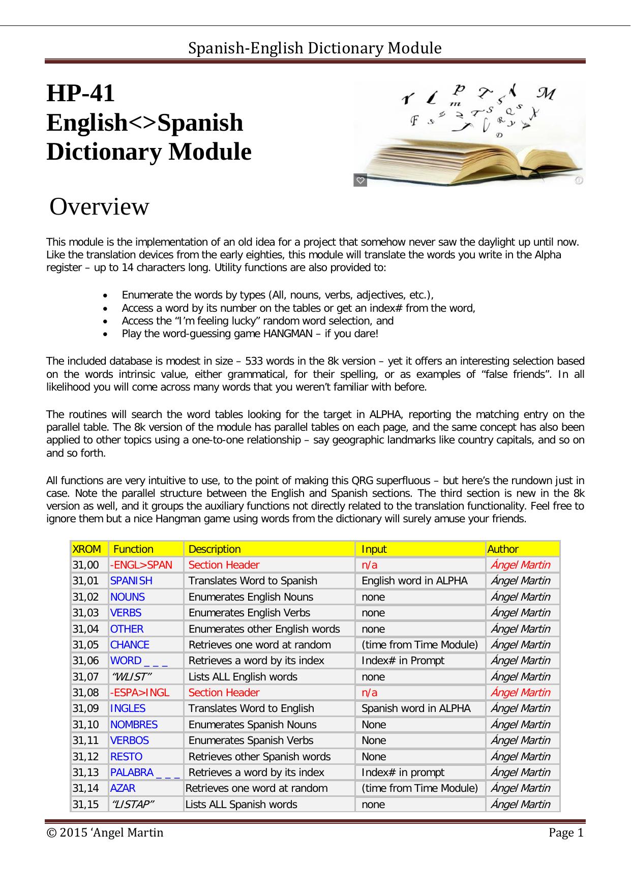 Spanish-English Dictionary Module by Soprano Sax
