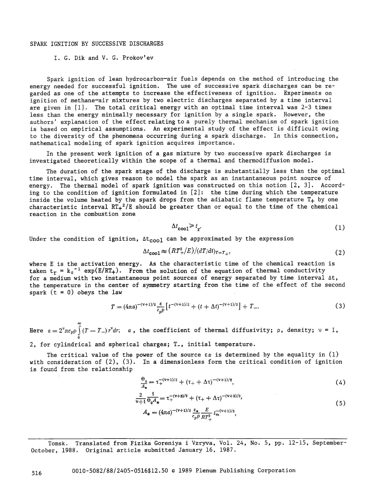 Spark ignition by successive discharges by Unknown