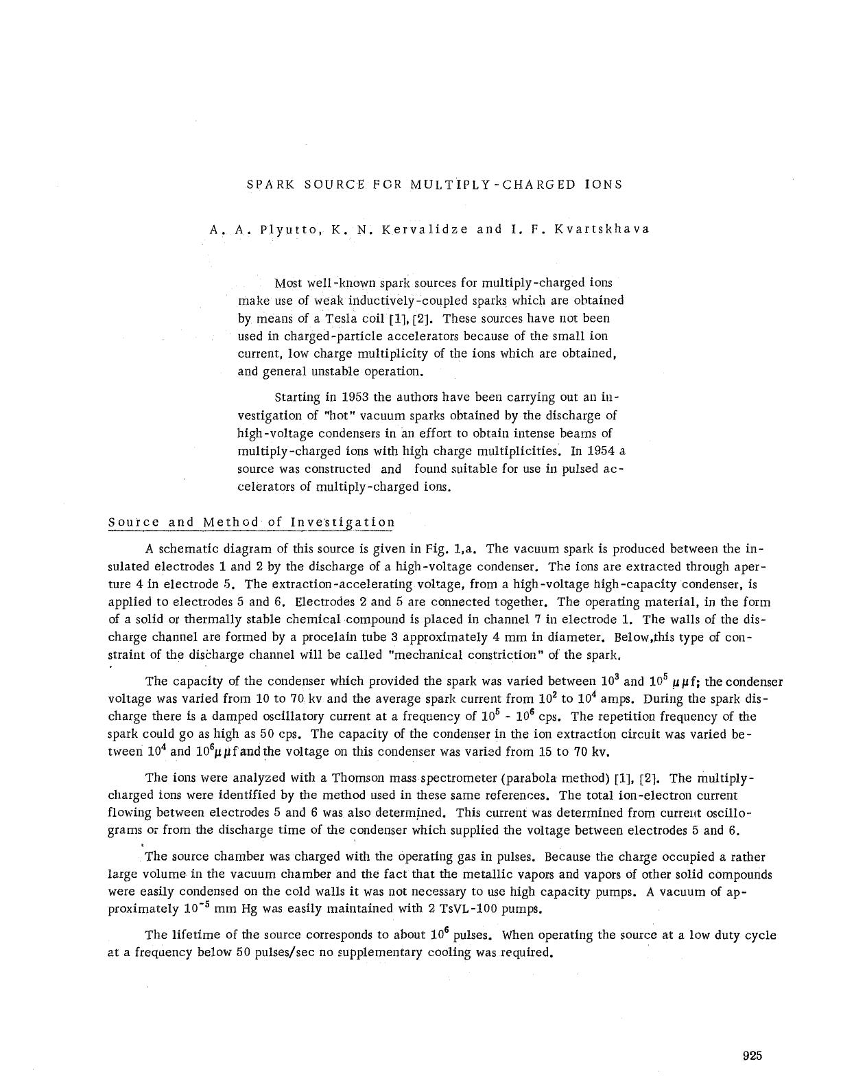 Spark source for multiply-charged ions by Unknown