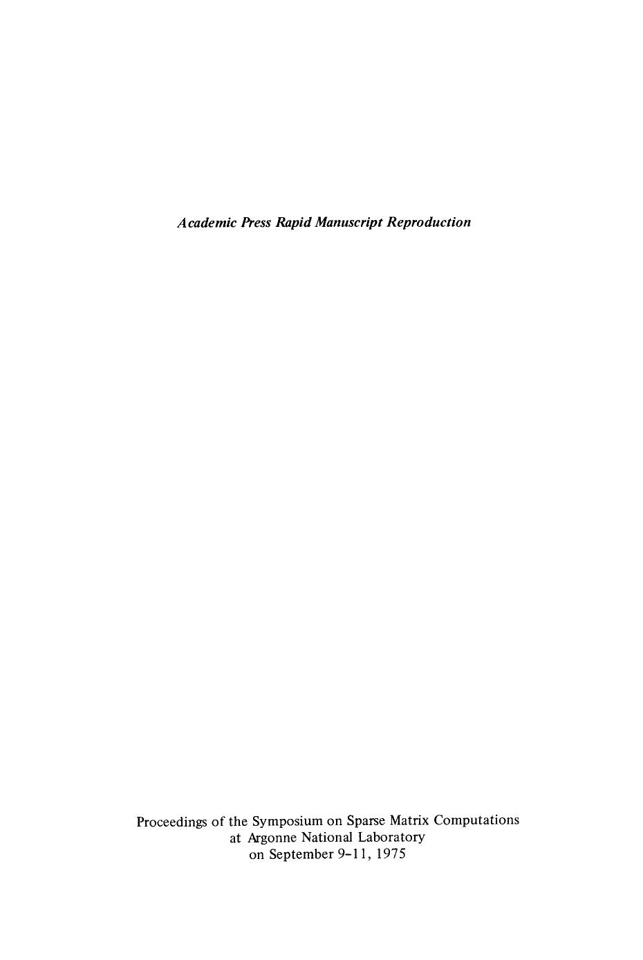 Sparse Matrix Computations by James R. Bunch Donald J. Rose