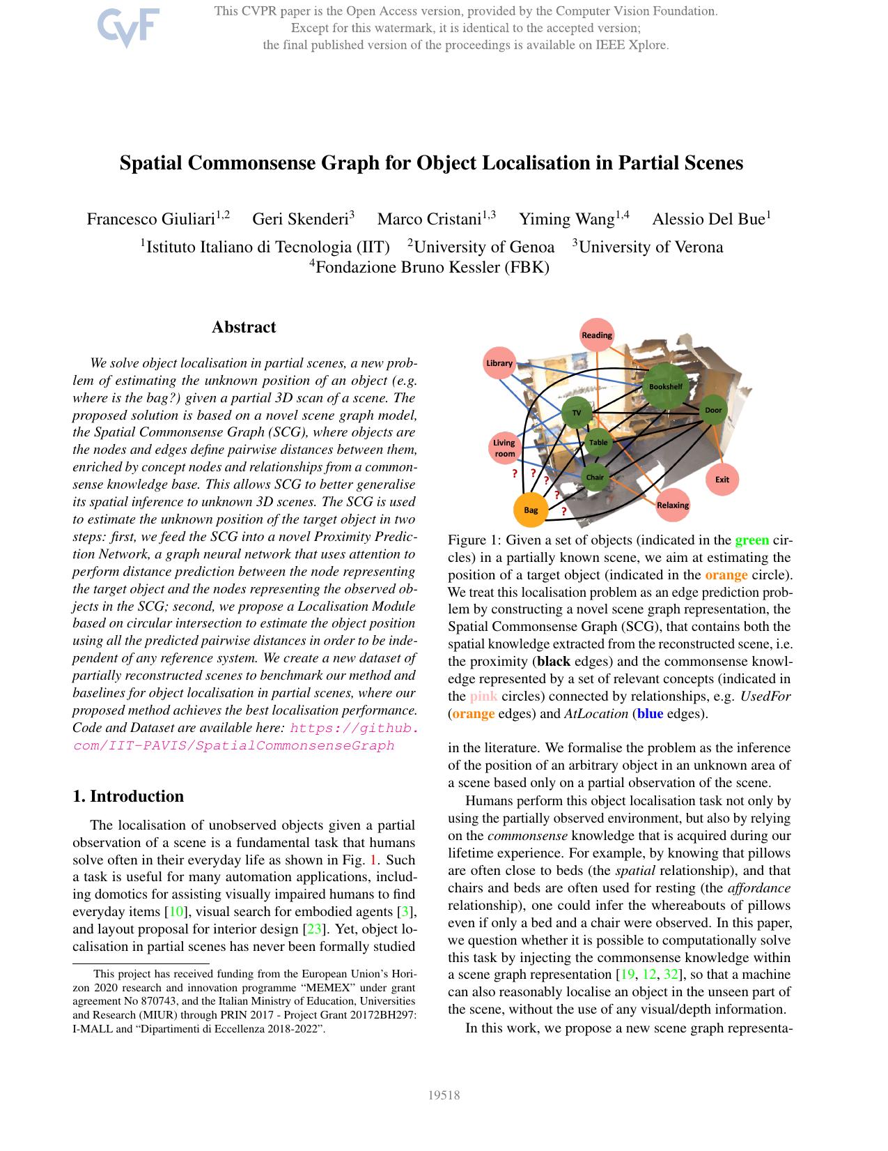 Spatial Commonsense Graph for Object Localisation in Partial Scenes by Francesco Giuliari & Geri Skenderi & Marco Cristani & Yiming Wang & Alessio Del Bue