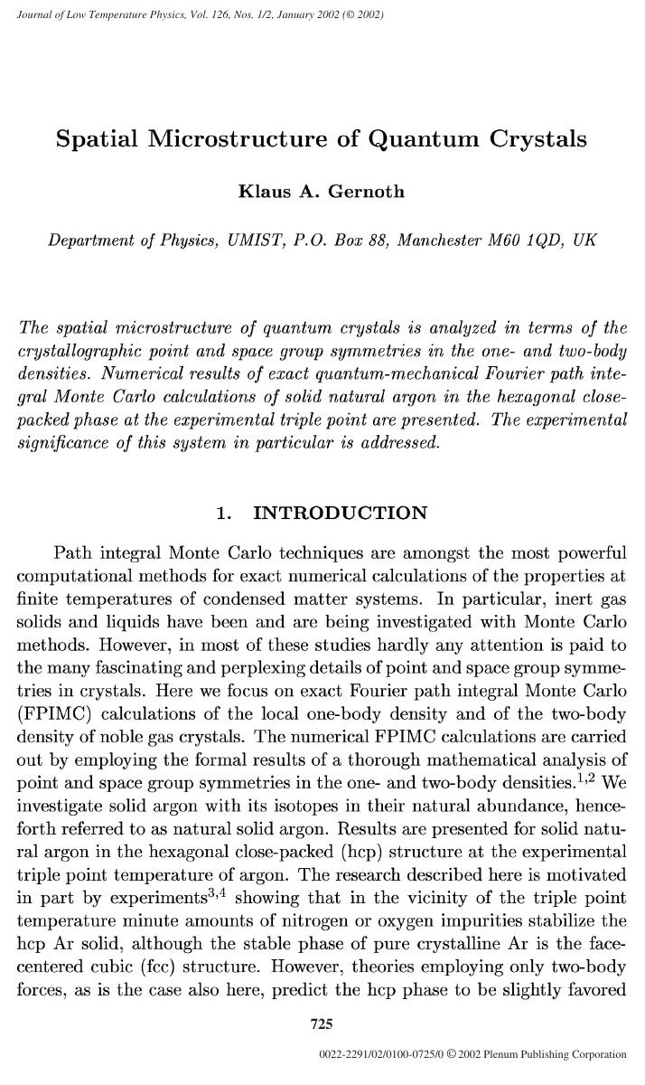 Spatial Microstructure of Quantum Crystals by Unknown