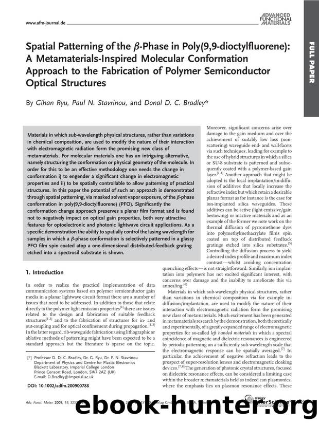 Spatial Patterning of the [beta]-Phase in Poly(9,9-dioctylfluorene): A Metamaterials-Inspired Molecular Conformation Approach to the Fabrication of Polymer Semiconductor Optical Structures by Unknown